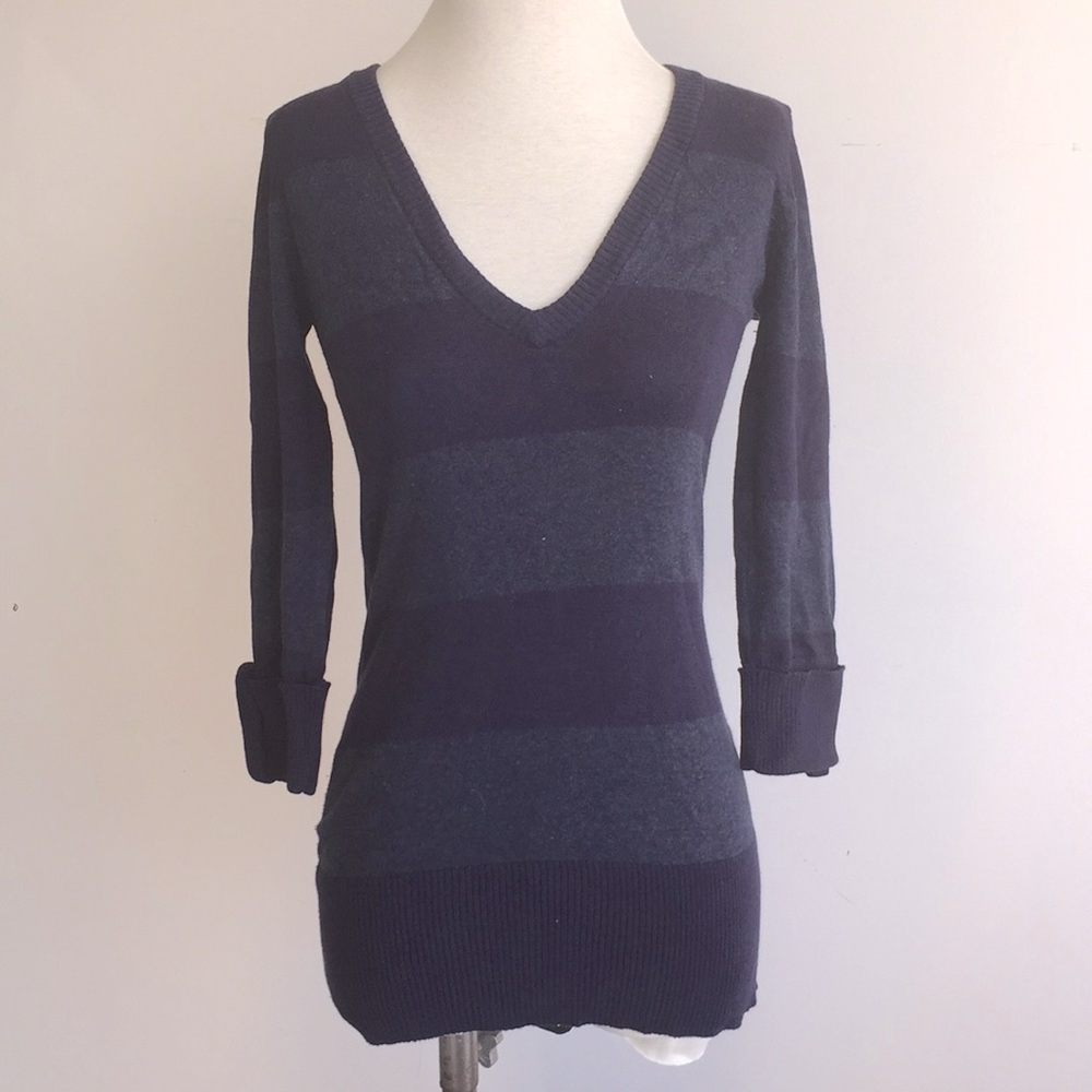 Light Striped Vneck Sweater